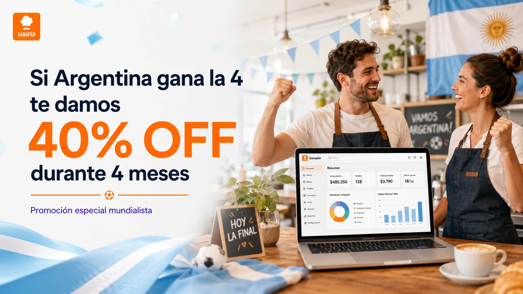 Ganapán 40% off si Argentina gana la cuarta